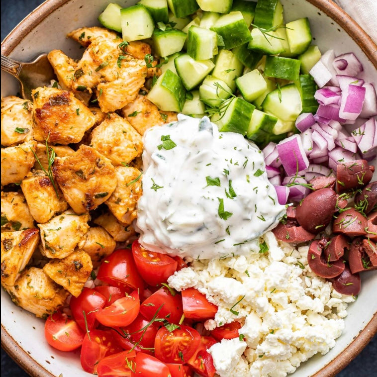 Greek Chicken Bowls w/ Tzatziki
