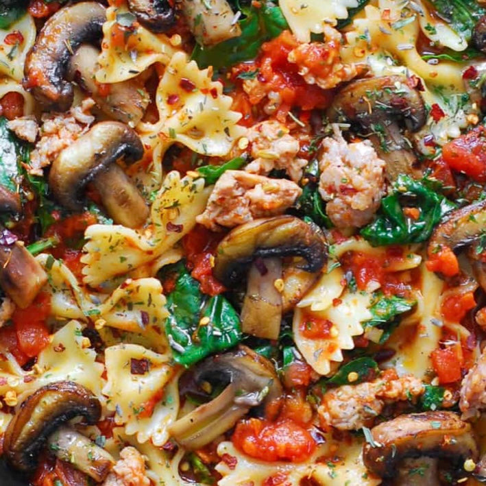 Italian Sausage & Veggie Pasta w/ Side Salad
