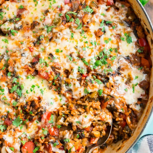 Unstuffed Italian Bell Pepper Skillet w/ Side Salad